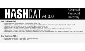 密码恢复工具      版本Hashcat 4.0.0推出 支持256位密