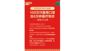 京东宣布向武汉市分批捐赠100万只医用口罩及6万