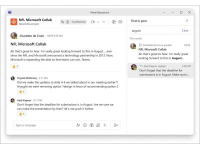 微软Teams将推“频道帖子搜索”功能，信息查找更
