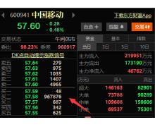 中国移动股价触及破发边缘 超百万手买单护盘