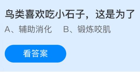 鸟类喜欢吃小石子这是为了干什么？蚂蚁庄园今日答案最新1.4