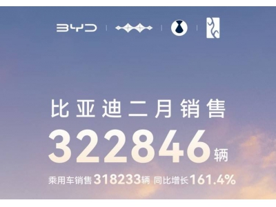 比亚迪2月销量超32万，淡季不淡，